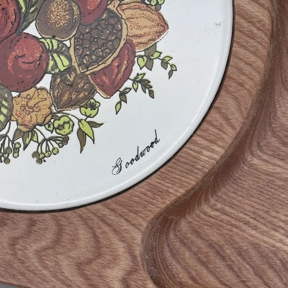 Goodwood Cheese Board Tray Vintage Teak Wood Ceramic Tile Fruit Mid Century